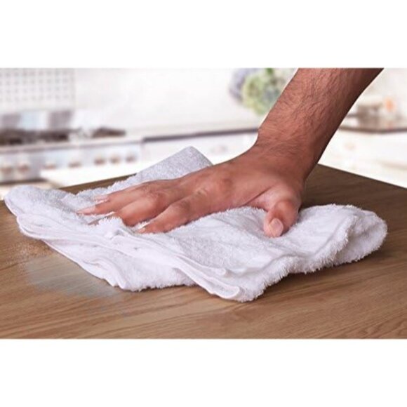 Utopia Towels Kitchen Bar Mops Pack of 12 Cotton Absorbent White Multi Purpose - Picture 8 of 8